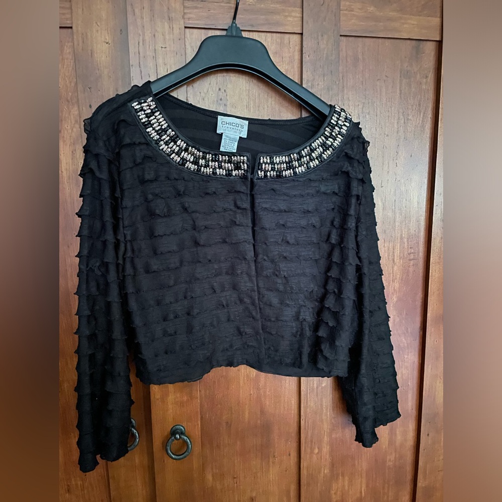 Chicos Beaded Cropped Jacket Size 1 (M)
